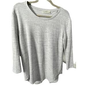 RD Style Women Gray Pullover Sweater With Split Back 3/4 Sleeve Sz M